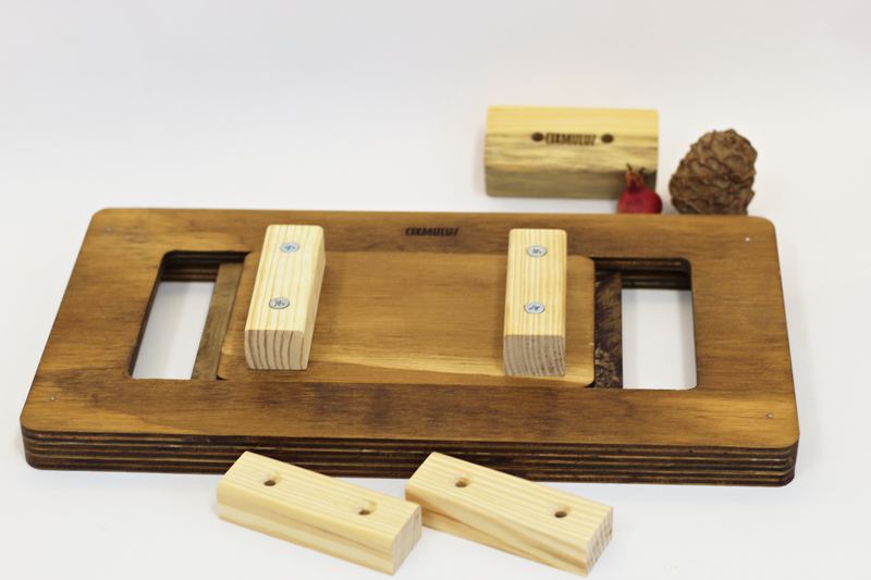 Edge Duel XL: large wooden board with a sliding carriage, two mounted edges and two spares